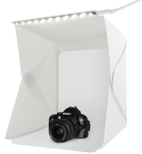 Cub foto pliabil, 20 LED-uri SMD, micro USB 5V, fundal alb negru PVC [4]