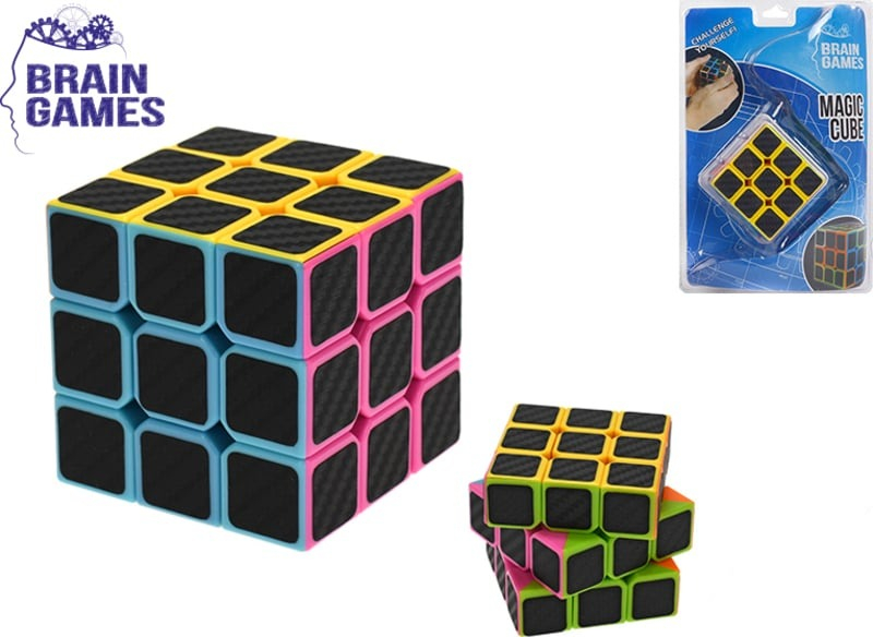 Cub rubic profesional, margini cu stickere fibra de carbon, 3x3x3, 55 mm - Multicolor [4]