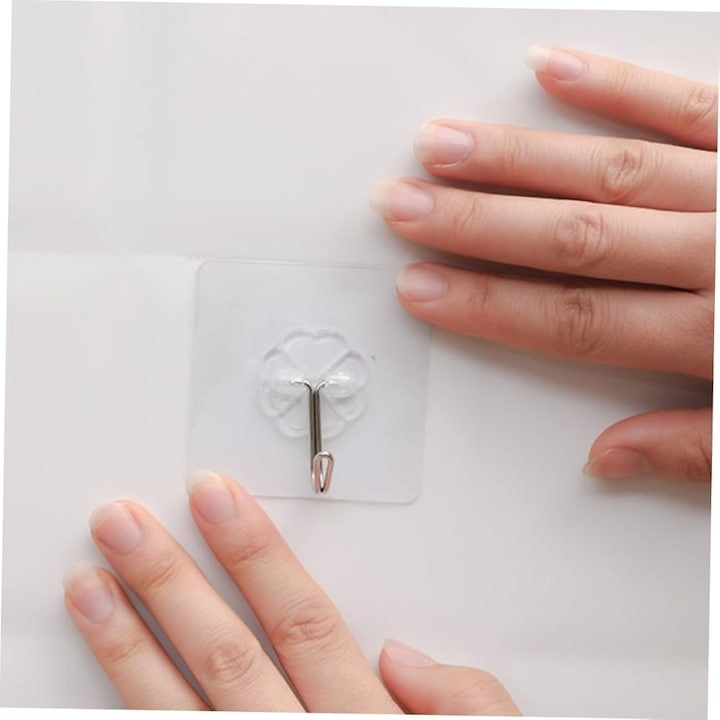 Cuier autoadeziv, rotativ 180°, impermeabil, PVC/otel inoxidabil, 5.5x5.5 cm, transparent [5]