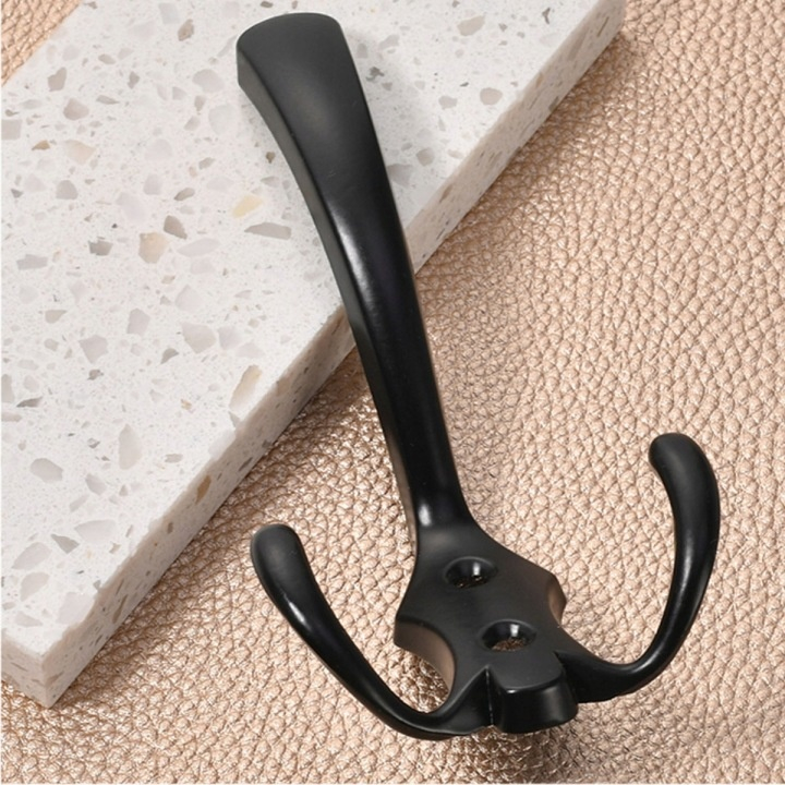 Cuier pentru haine, accesorii, metal, montare pe perete, 13.8 x 7 cm, negru [4]