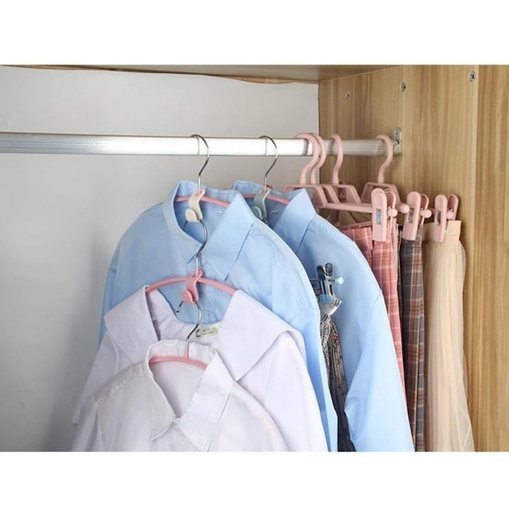 Cuier pentru haine, accesoriu umeras, plastic, 5 x 2 cm, alb, Set 2 Buc. [5]