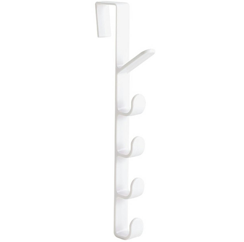 Cuier pentru usa, 5 carlige, haine, accesorii, plastic, 26.7 x 1.7 x 4.7 cm, alb [1]
