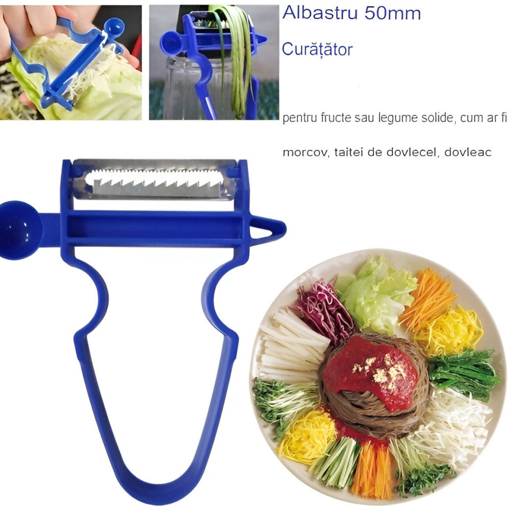 Curatator legume si fructe pentru decojire precisa, lama inox zimtata 50 mm, design ergonomic , albastru [3]