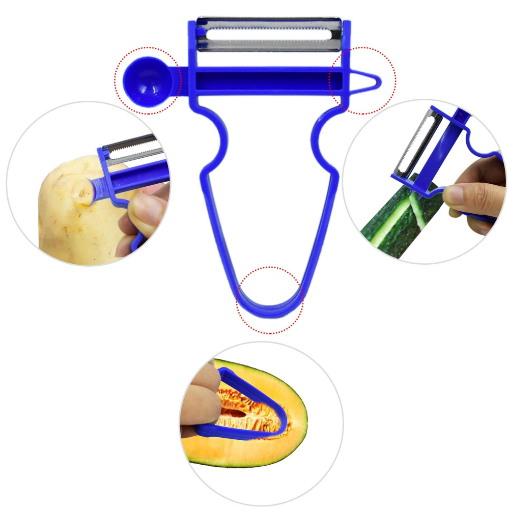 Curatator legume si fructe pentru decojire precisa, lama inox zimtata 50 mm, design ergonomic , albastru [4]