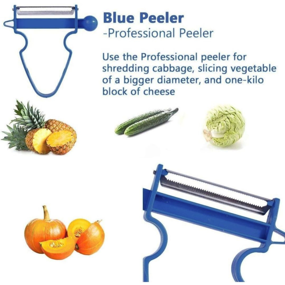 Curatator legume si fructe pentru decojire precisa, lama inox zimtata 50 mm, design ergonomic , albastru [5]