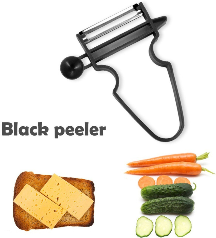 Curatator legume si fructe pentru decojire precisa, lama inox zimtata 68 mm, design ergonomic antiderapant, negru [3]