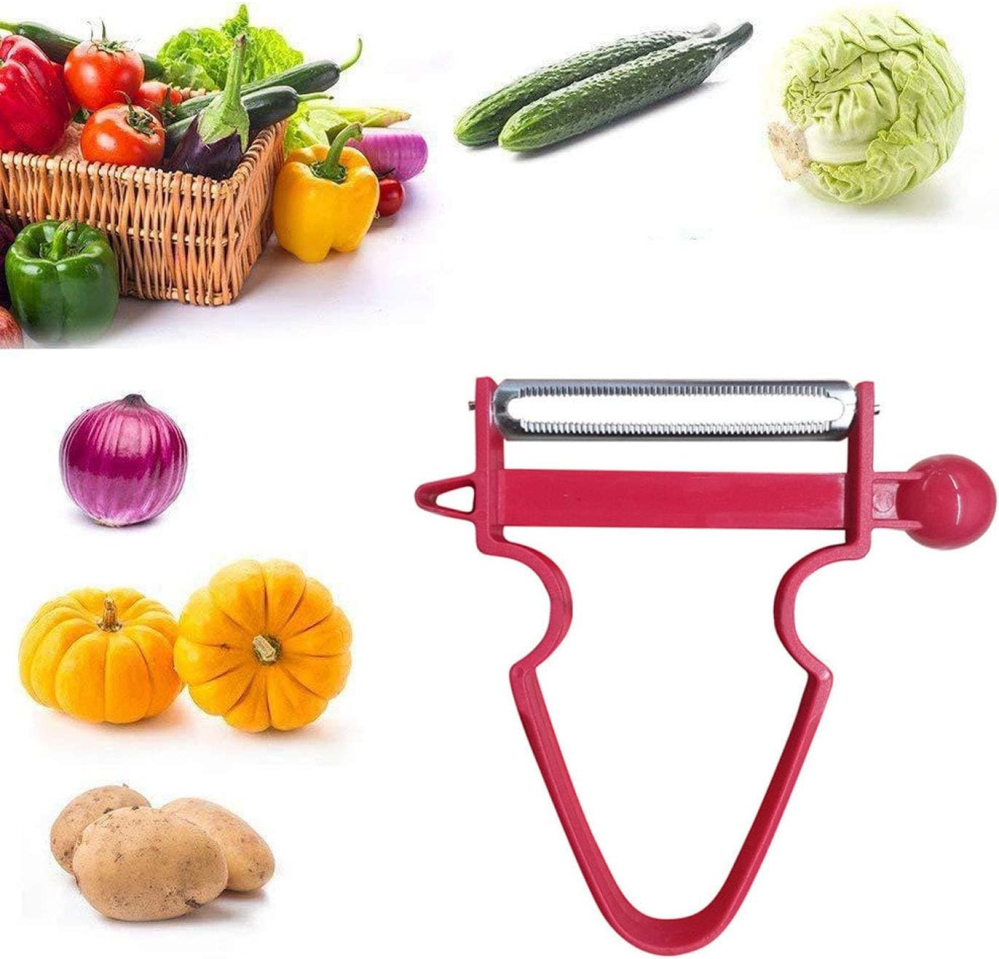 Curatator legume si fructe pentru peeling, lama inox, ergonomic, rosu [3]