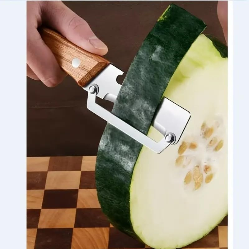 Curatator multifunctional argintiu cu maner din lemn, lama metalica [5]
