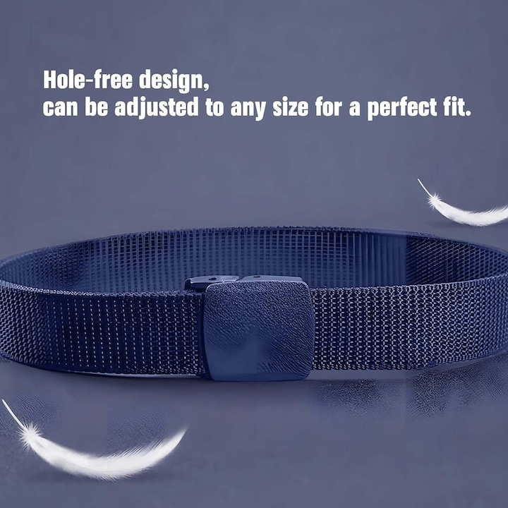 Curea barbati din nylon ajustabila, design fara gauri, catarama din plastic rezistent, 120 cm, albastru – stil modern, confortabil si versatil [5]