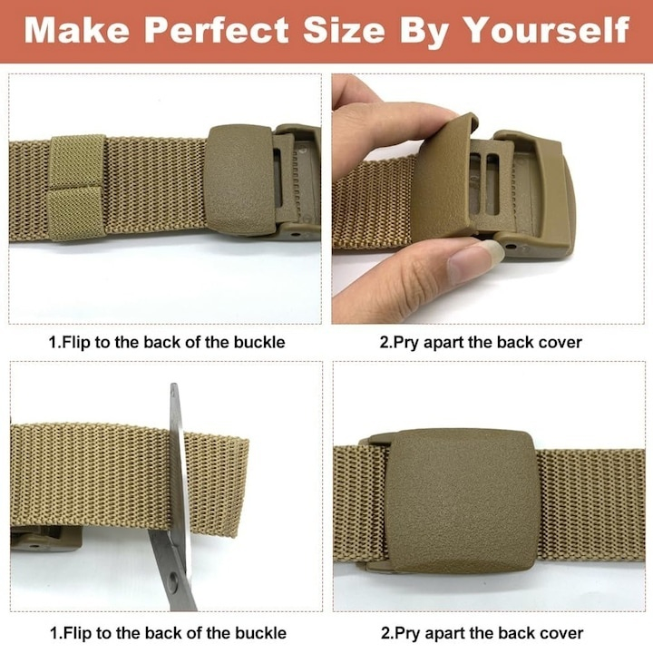 Curea barbati din nylon ajustabila, design fara gauri, catarama din plastic rezistent, 120 cm, auriu – eleganta, practica si confortabila pentru uz zilnic [7]