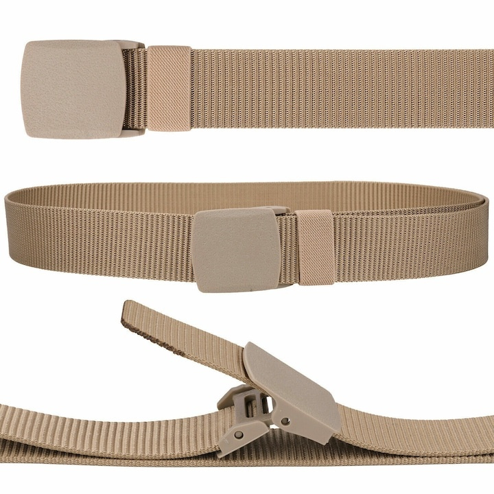 Curea barbati din nylon ajustabila, design fara gauri, catarama din plastic rezistent, 120 cm, bej – confort, durabilitate si stil modern [8]