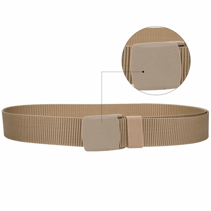 Curea barbati din nylon ajustabila, design fara gauri, catarama din plastic rezistent, 120 cm, bej – confort, durabilitate si stil modern [5]