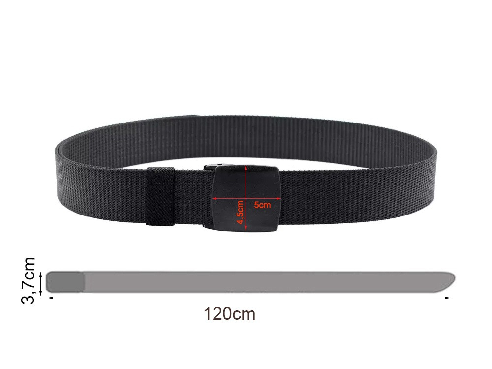 Curea pentru barbati, poliester, 120 x 3.8 cm, lungime reglabila, negru [4]