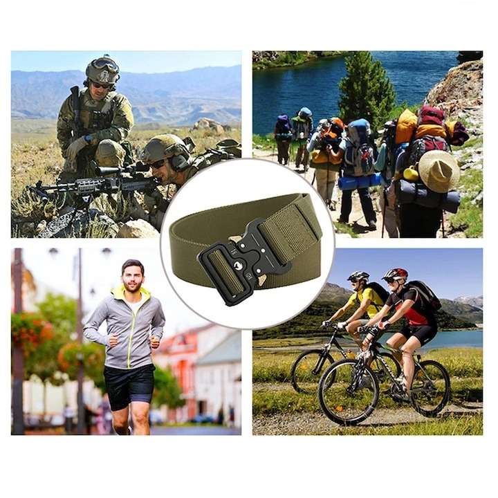 Curea tactica de teren pentru barbati, din Nailon, 125cm, Bej [2]