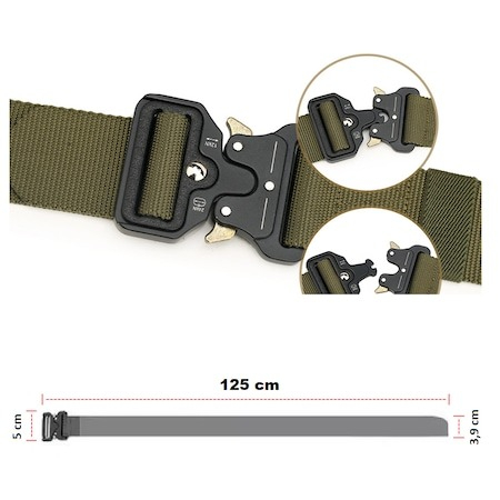 Curea tactica de teren pentru barbati, din Nailon, 125cm, Verde [3]