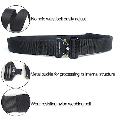 Curea tactica de teren pentru barbati, din Nailon, 125cm, Neagra [2]