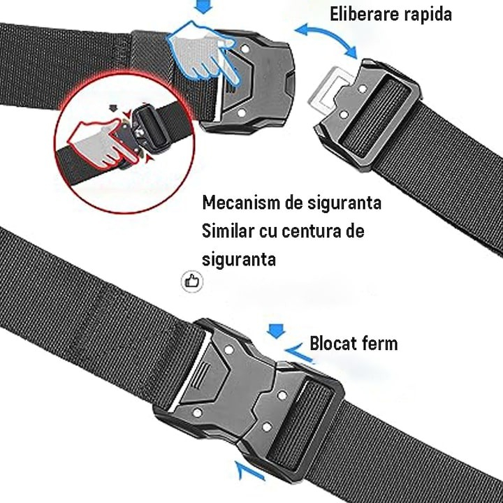 Curea tactica, reglabila, textil/metal, negru [4]