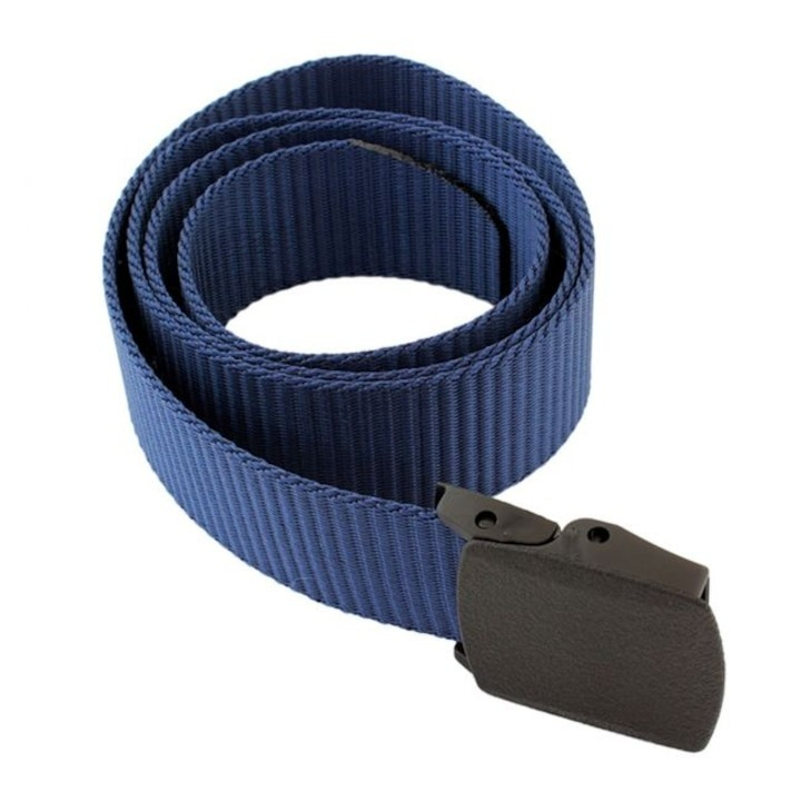 Curea tactica, tip militar, textila, cu catarama din plastic, lungime 105 cm, albastru [2]