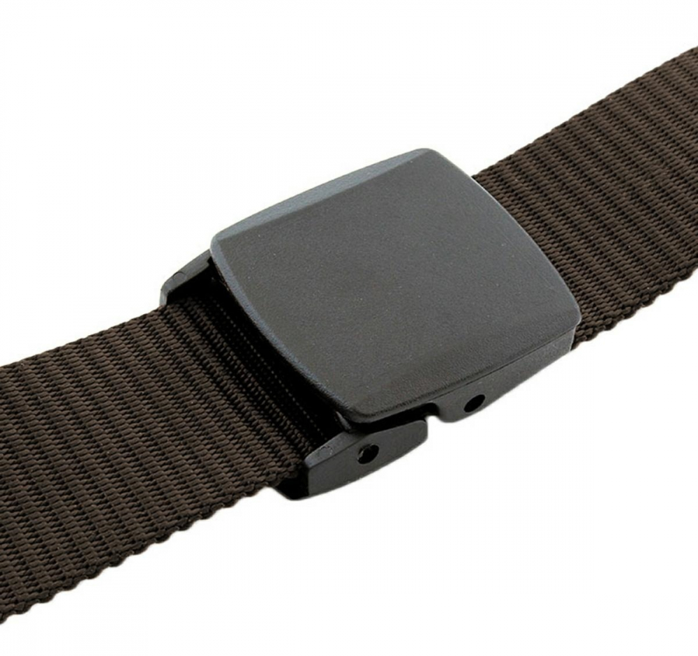Curea tactica, tip militar, textila, cu catarama din plastic, lungime 105 cm, maro [2]