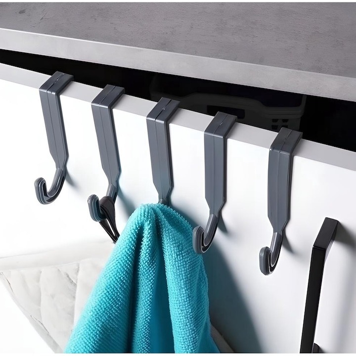 Cuier de plastic pentru usa, universal, negru, plastic, 2.2 x 1 x 5 cm [6]