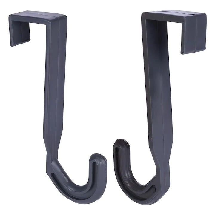 Cuier de plastic pentru usa, Set 2 buc., universal, negru, plastic, 2.2 x 1 x 5 cm [3]