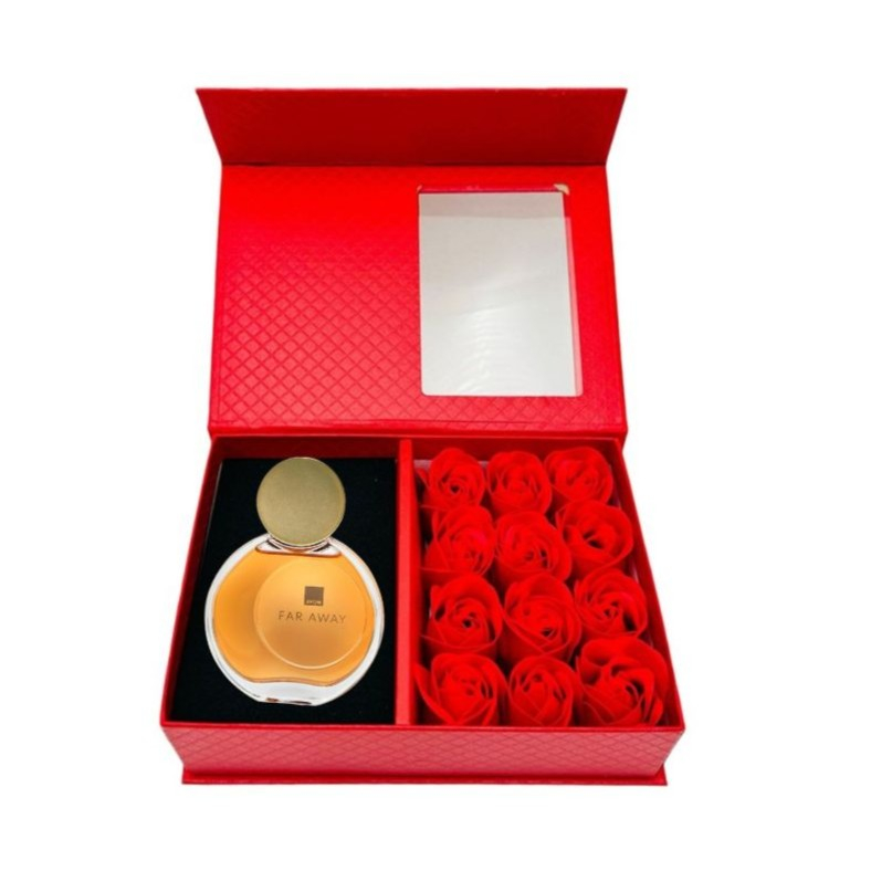 Cutie cadou Love Forever cu 12 trandafiri de sapun si apa de parfum Avon Far Away pentru femei 50 ml, cadou elegant si rafinat [10]
