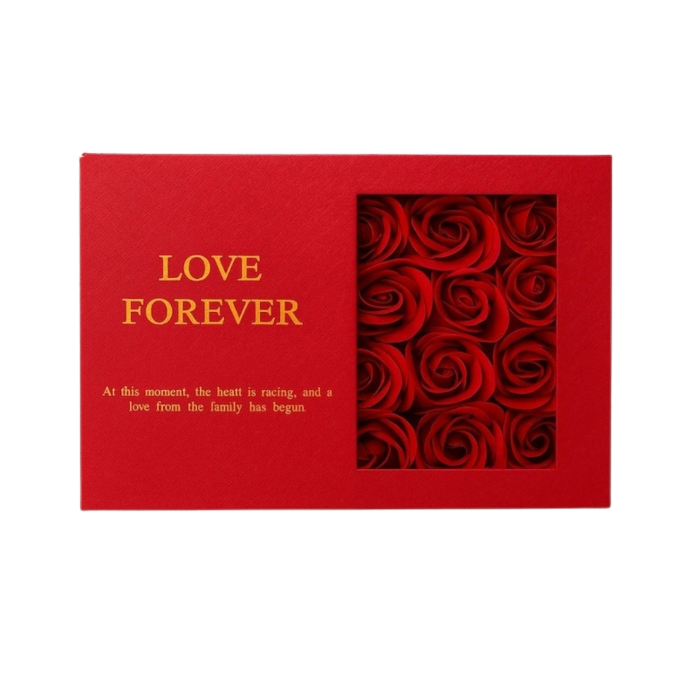 Cutie cadou Love Forever cu 12 trandafiri de sapun si apa de parfum Avon Lov I U pentru femei 50 ml, cadou elegant si rafinat [10]