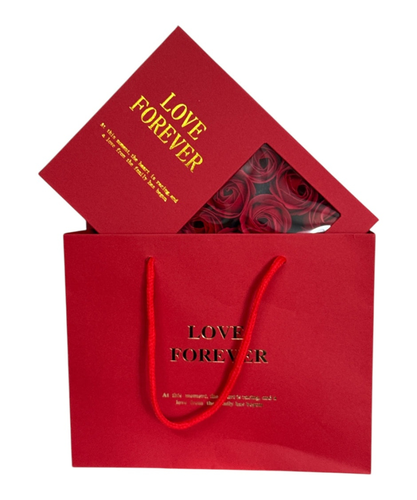 Cutie cadou Love Forever cu 12 trandafiri de sapun si apa de parfum Avon Lov I U pentru femei 50 ml, cadou elegant si rafinat [6]