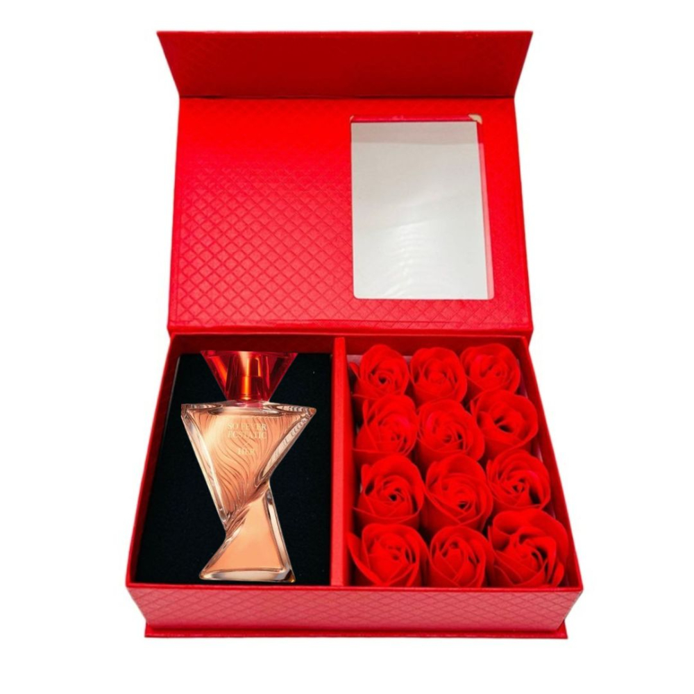 Cutie cadou Love Forever cu 12 trandafiri de sapun si apa de parfum Oriflame So Fever Ecstatic pentru femei 50 ml, cadou elegant si rafinat [11]
