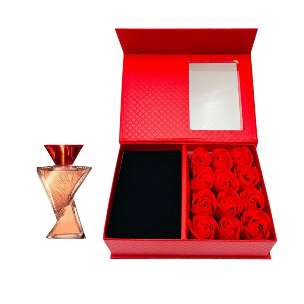 Cutie cadou Love Forever cu 12 trandafiri de sapun si apa de parfum Oriflame So Fever Ecstatic pentru femei 50 ml, cadou elegant si rafinat [10]