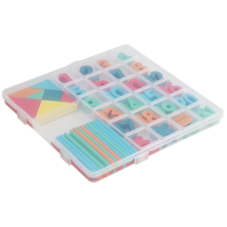 Cutie de invatare pentru copii, cifre, adunare, scadere, betisoare si forme geometrice, din lemn - Multicolor [10]
