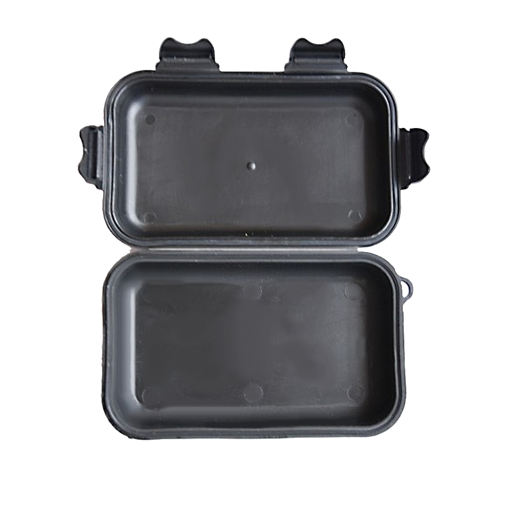 Cutie etansa depozitare universala, organizator compact ABS rezistent, 4 cleme, negru, marime M 11x18x5 cm [2]