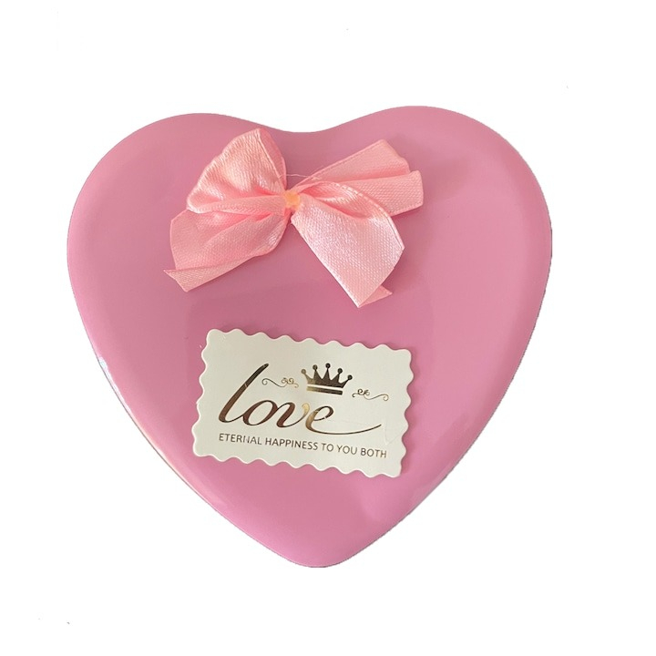 Cutie in forma de inima cu ursulet si trandafir roz, Valentine's Day, 12 cm [3]