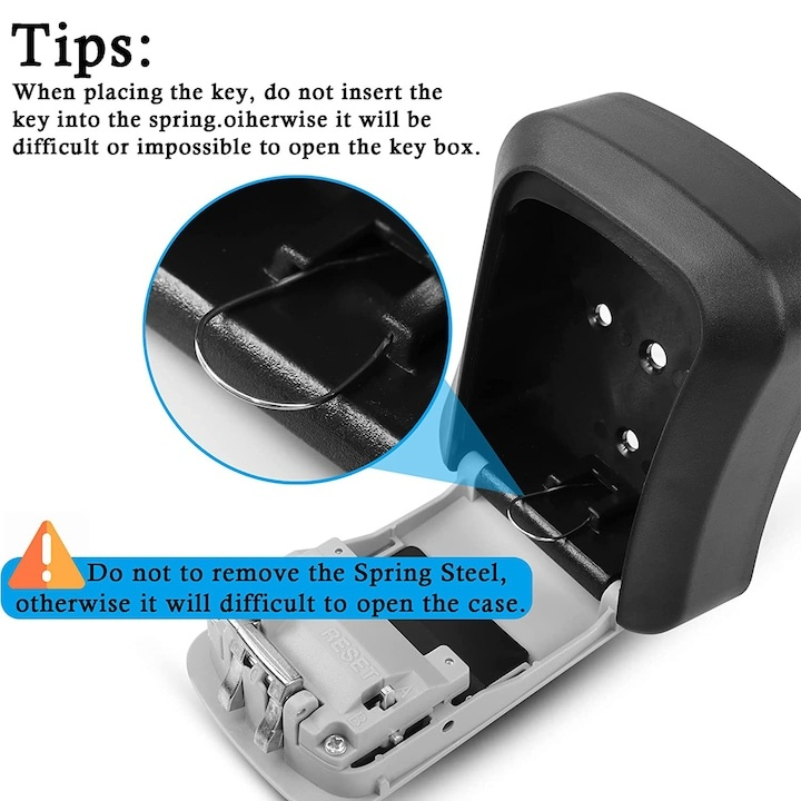 Cutie securizata pentru chei cu cifru, montare pe perete, metal rezistent, capac protectie glisant, pentru locuinta, birou si spatii comerciale [6]