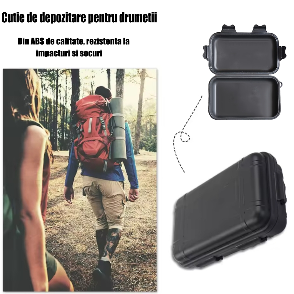 Cutie tactica outdoor ABS nivel militar IP54, rezistenta la socuri, apa si praf, 20x11.5x6 cm, cu 4 inchizatori si prindere snur [2]