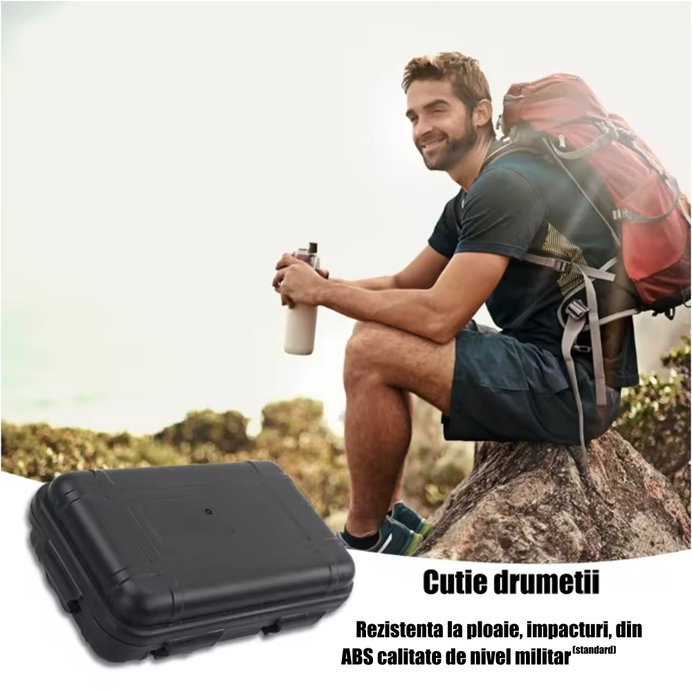 Cutie tactica outdoor ABS nivel militar IP54, rezistenta la socuri, apa si praf, 20x11.5x6 cm, cu 4 inchizatori si prindere snur [3]