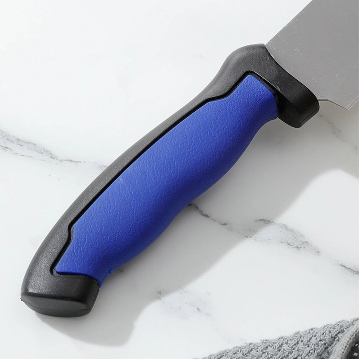 Cutit de bucatarie albastru-negru 33 cm, lama 20 cm, 98 g, otel inoxidabil, maner anti-alunecare, pentru feliere carne, peste si legume [4]
