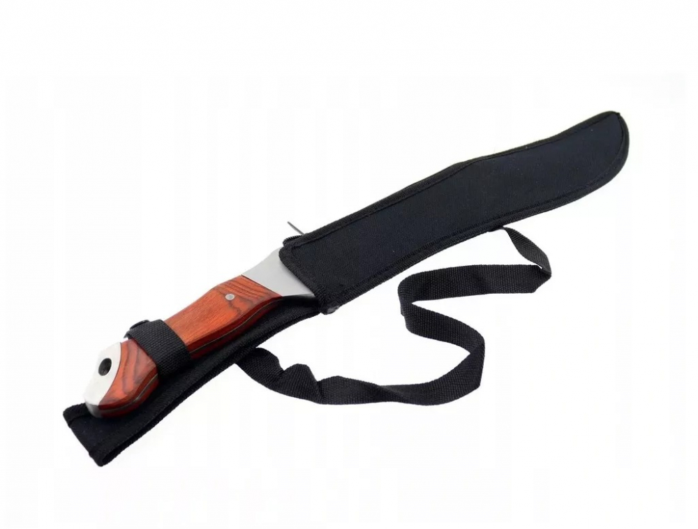 Cutit de vanatoare, tip maceta, maner ergonomic, 47 cm, husa inclusa, maro/argintiu [5]