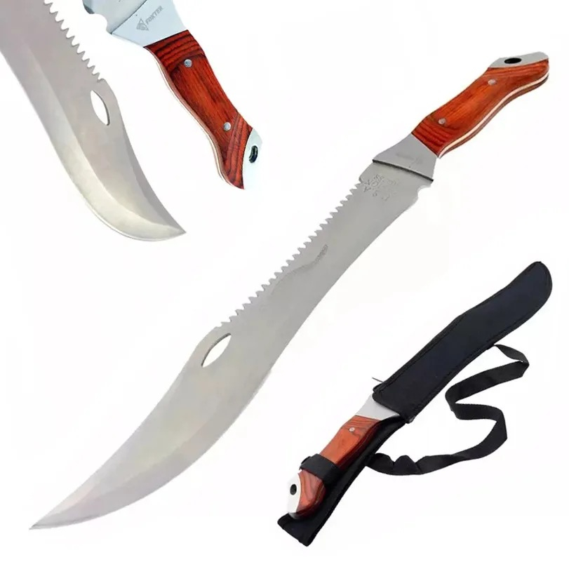Cutit de vanatoare, tip maceta, maner ergonomic, 47 cm, husa inclusa, maro/argintiu [6]