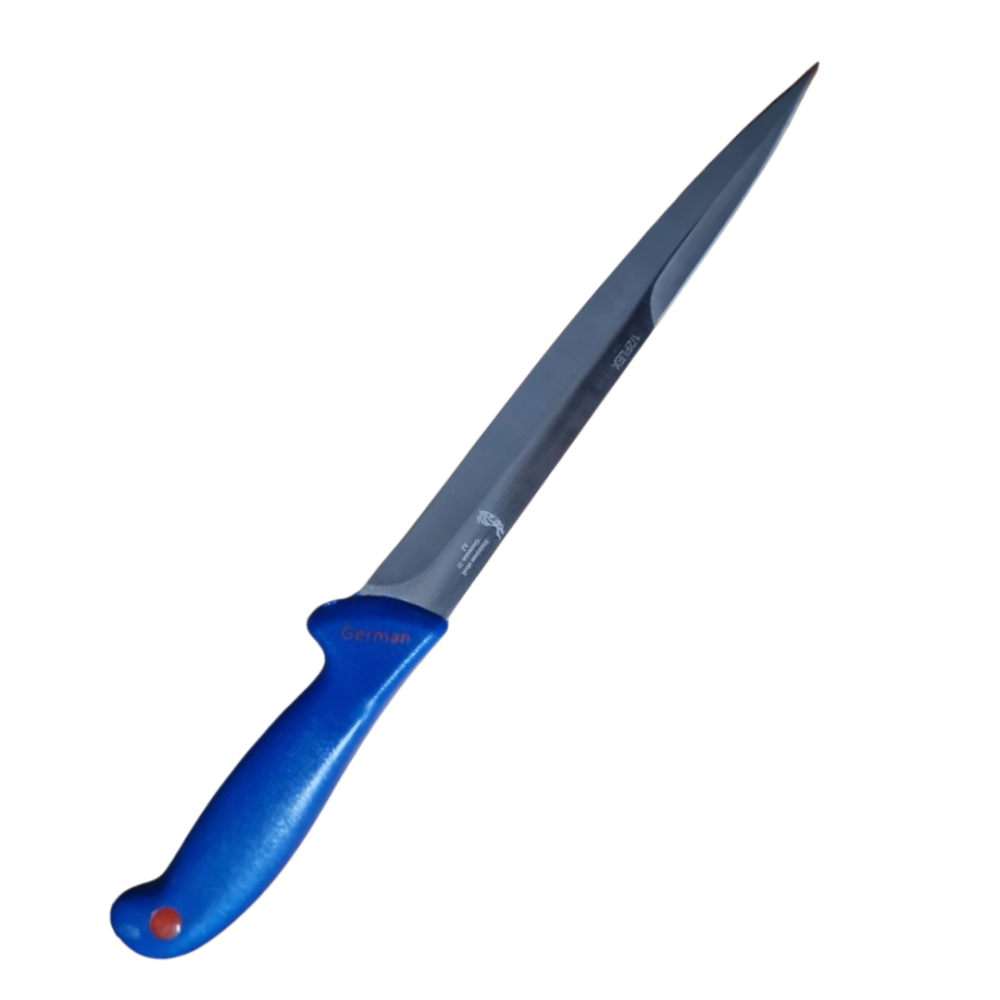Cutit macelar pentru injunghiere porc, albastru 37 cm, lama dreapta 23 cm cu 2 taisuri, 3 mm, 145 g, otel inoxidabil [2]