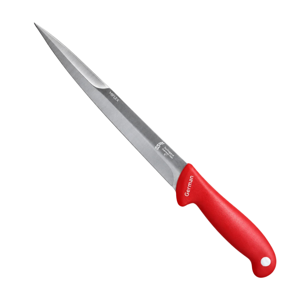 Cutit macelar pentru injunghiere porc, rosu 37 cm, lama dreapta 23 cm cu dublu tais, 3 mm, 145 g, otel inoxidabil [2]