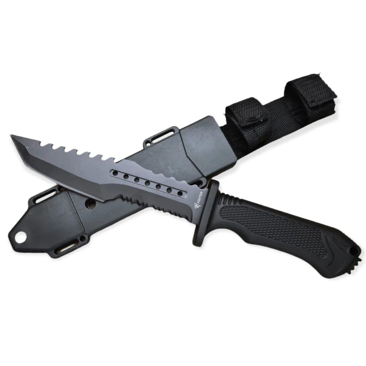 Cutit negru 31 cm cu lama fixa din otel inoxidabil 18 cm, lama zimtata 3,6 mm, [4]