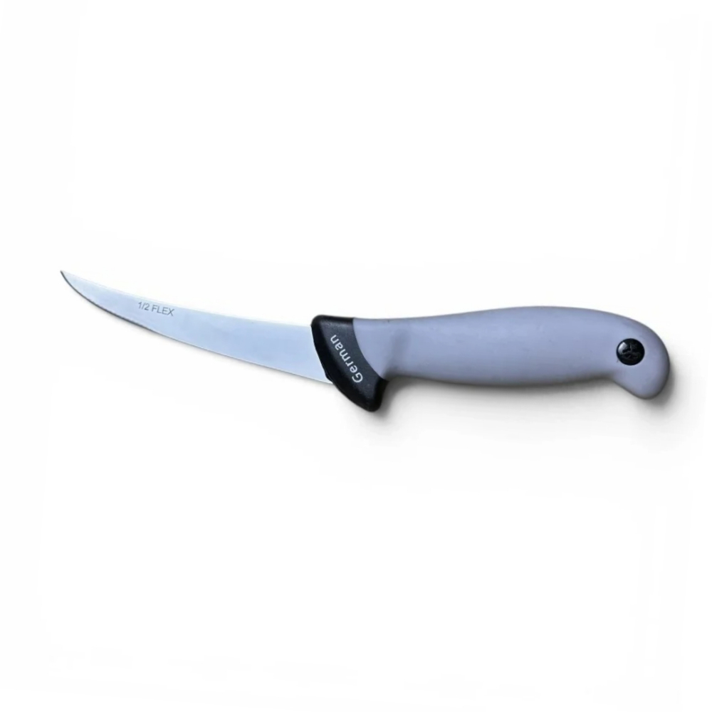 Cutit pentru filetat gri, lama flexibila curbata 12 cm, 99 g, otel inoxidabil, maner ergonomic, pentru peste, carne si portionare precisa [5]