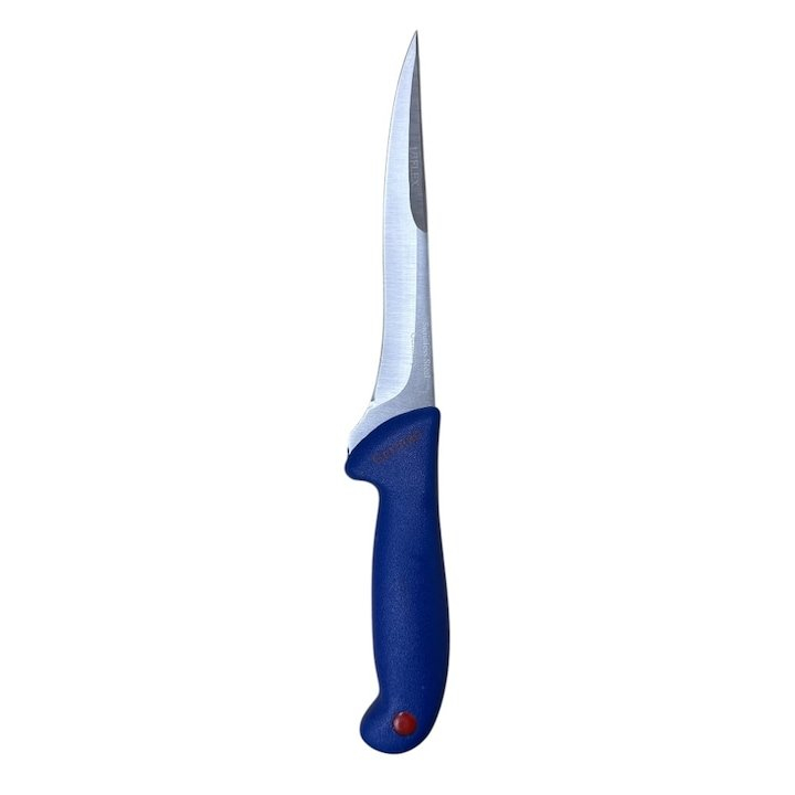Cutit pentru transare albastru, lama curbata 13,5 cm din otel inoxidabil, maner ergonomic, pentru fasonare, curatare si portionare carne [3]