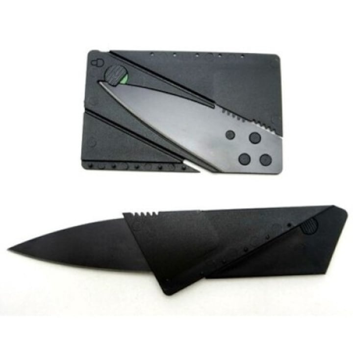 Cutit pliabil tip card pentru supravietuire, din otel inoxidabil, 6.5 cm lama, negru – compact, discret si ideal pentru situatii de urgenta [10]