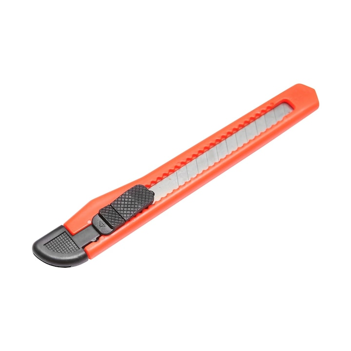 Cutter utilitar 9 mm compact, lama segmentata din otel carbon, sistem blocare siguranta, pentru taiere precisa carton si folie [4]