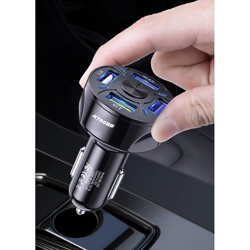 Incarcator auto 12-32V, incarcare rapida, 4x USB + cablu incarcare rapida 3in1 115 cm - Negru [3]
