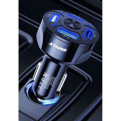 Incarcator auto 12-32V, incarcare rapida, 4x USB + cablu incarcare rapida 3in1 115 cm - Negru [5]