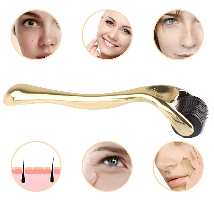 Derma Roller 3 in 1 cu ace din titan, 0.5 / 1.0 / 1.5 mm – tratament pentru regenerarea pielii, reducerea ridurilor, cicatricilor si vergeturilor [12]