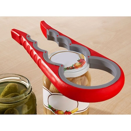 Desfacator de capace universal, pentru borcane si sticle de marimi diferite, 22.5x10 cm - Rosu [2]